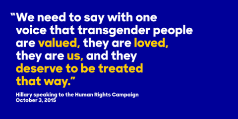 Hillary Clinton claiming to support the transgender community.