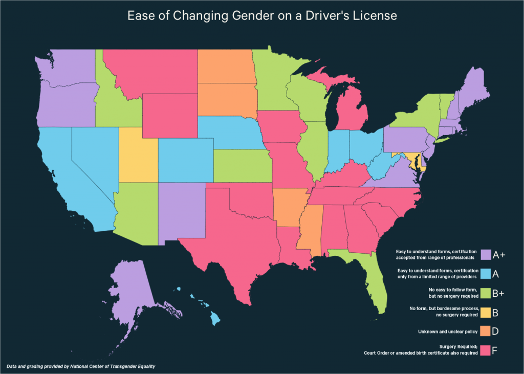 Ease of Changing Gender on Drivers Licenses (NCTE)