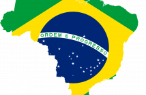 Map of Brazil with Flag