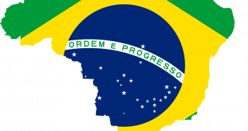 Map of Brazil with Flag