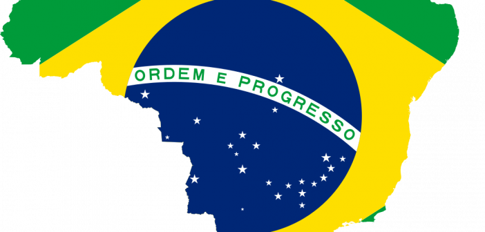 Map of Brazil with Flag