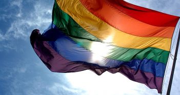 Rainbow Flag on Blue Sky